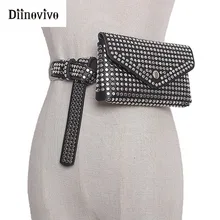 DIINOVIVO, модная роскошная женская поясная сумка с заклепками, дизайнерская поясная сумка, маленькая поясная сумка, чехол для телефона в стиле панк, поясная сумка, кошельки WHDV0997