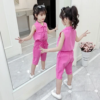 

Children's Wear Set Summer 12T shirt + pants 2019 New Children's Fashion Two-Piece Girls Ruffle Outfits