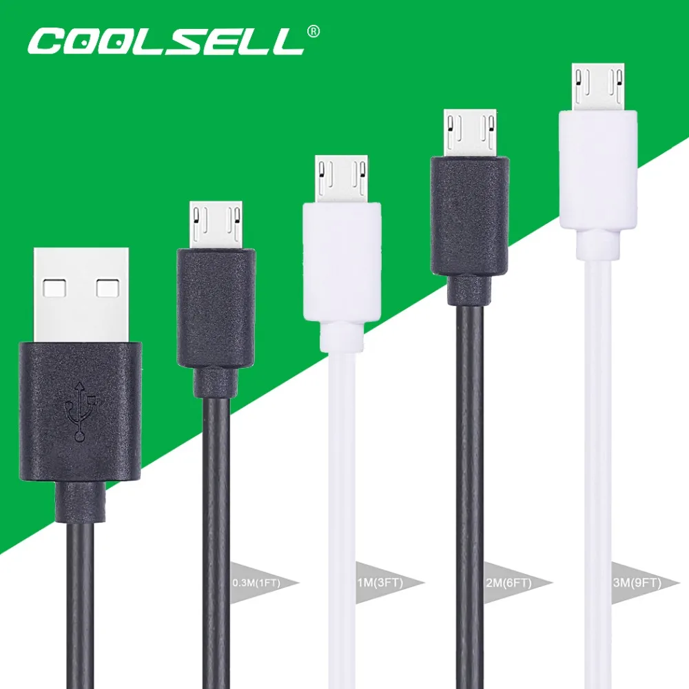 COOLSELL Micro USB Cable 0.3m 1m 2m 3m Round USB 2.0 Cables Charging