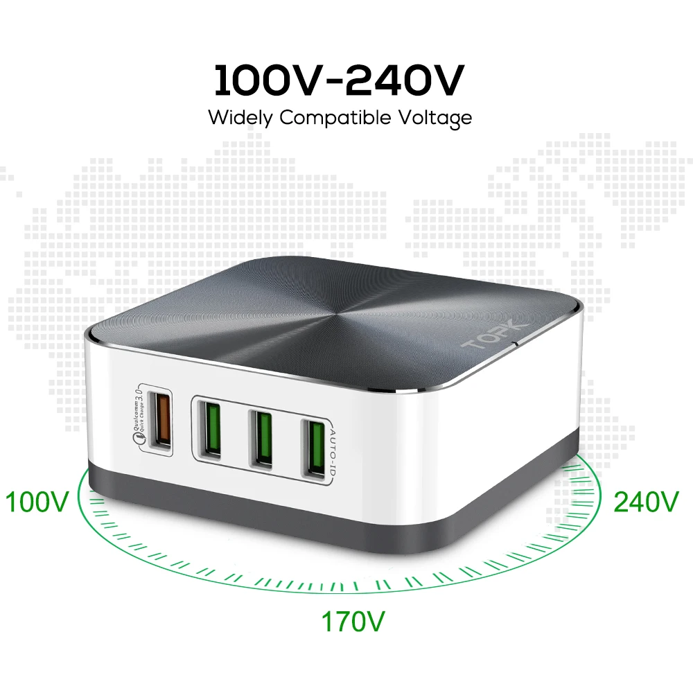 TOPK 50 Вт Quick Charge 3 0 USB зарядное устройство 8 портов Мобильный телефон настольное