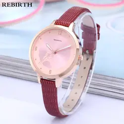 Лучший бренд класса люкс браслет часы Для женщин часы кожаный ремешок часы женские часы из розового золота платье кварцевые наручные часы