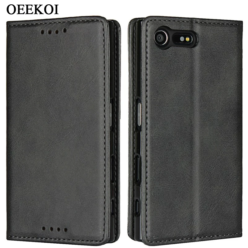 

OEEKOI Calf Stripe Magnetic Snap Wallet Leather Case for Sony Xperia X Compact/XA1/XZ Premium/XZ1 Compact/XZ1/XZ2 Compact