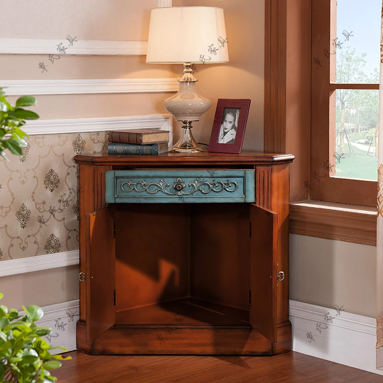 American made old wall corner cabinet engraved triangle cabinet blue corner cabinet door hall decoration corner