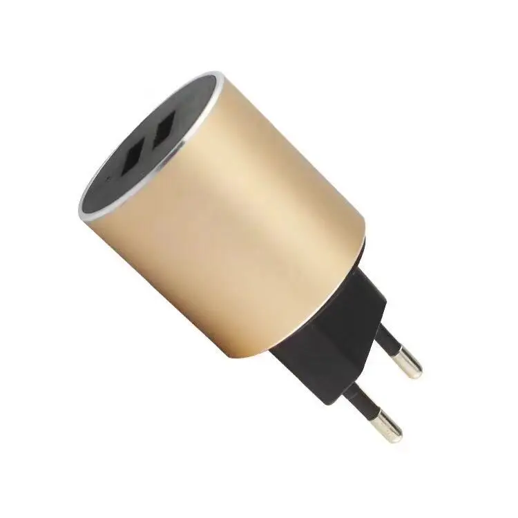 USB Power Adapter Charger Plug Dual Port European Standard 5V 2.1A CE Certification White/Black/Gold