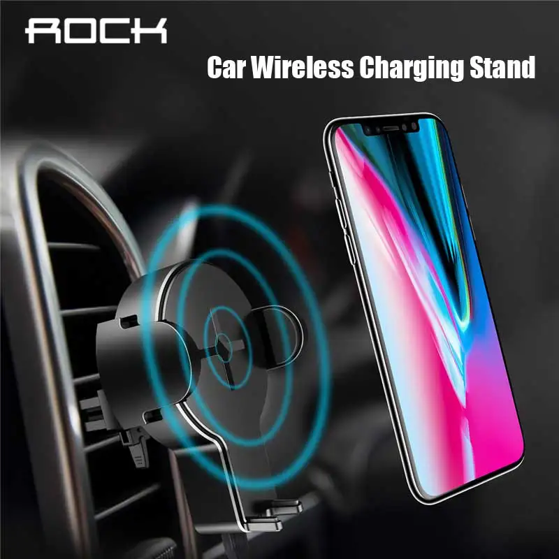 

ROCK 5W Wireless Car Charger for iPhone XR XS Max 8 plus qi wireless Charger flexible phone Charging Stand for Samsung s9 plus