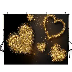 Золотой фотофоны с сердцем черный золотой фон для фотографии День Святого Валентина фонов задний план фотостудии