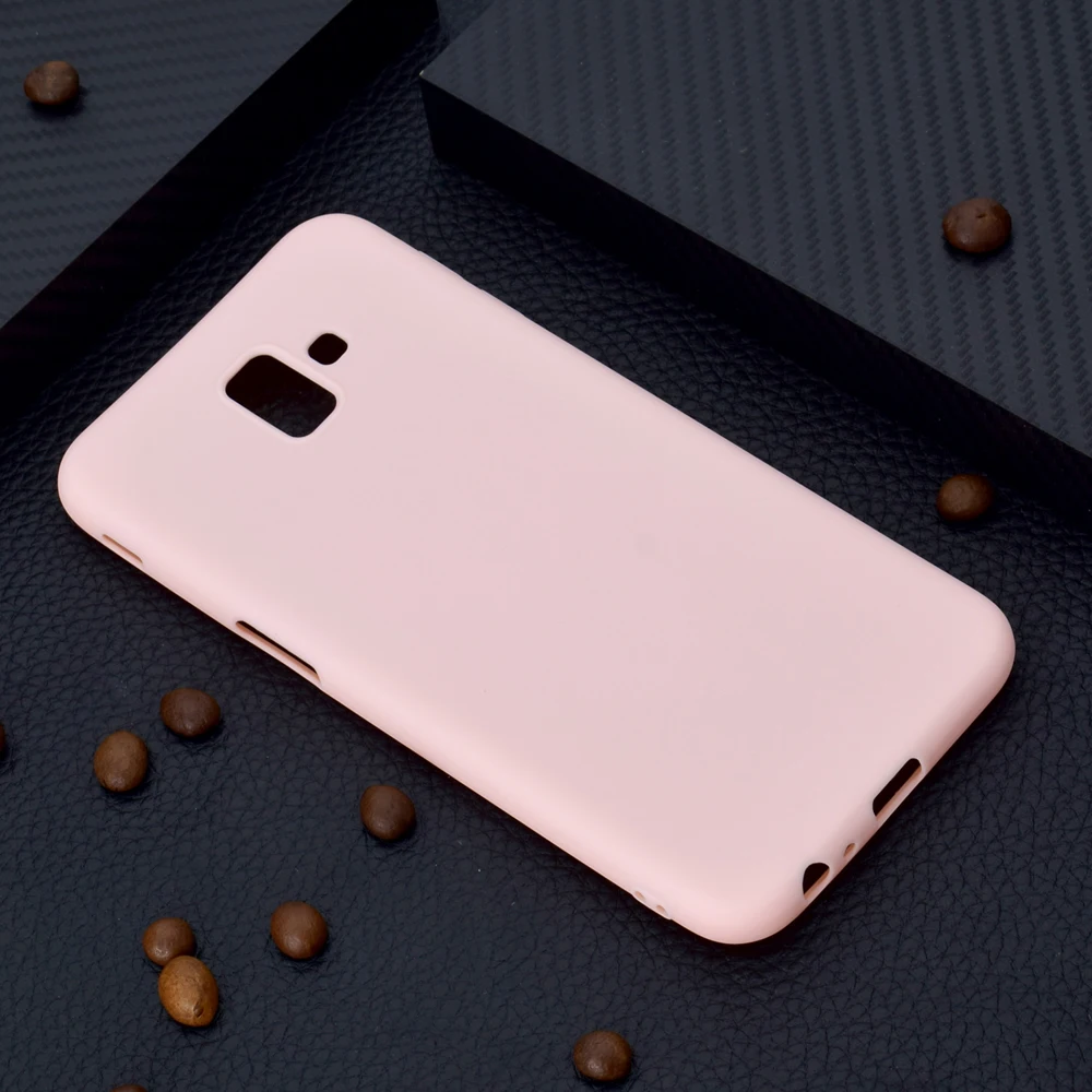 Sunjolly для Samsung Galaxy J6 Plus однотонный Мягкий ТПУ чехол телефона силиконовый розовый