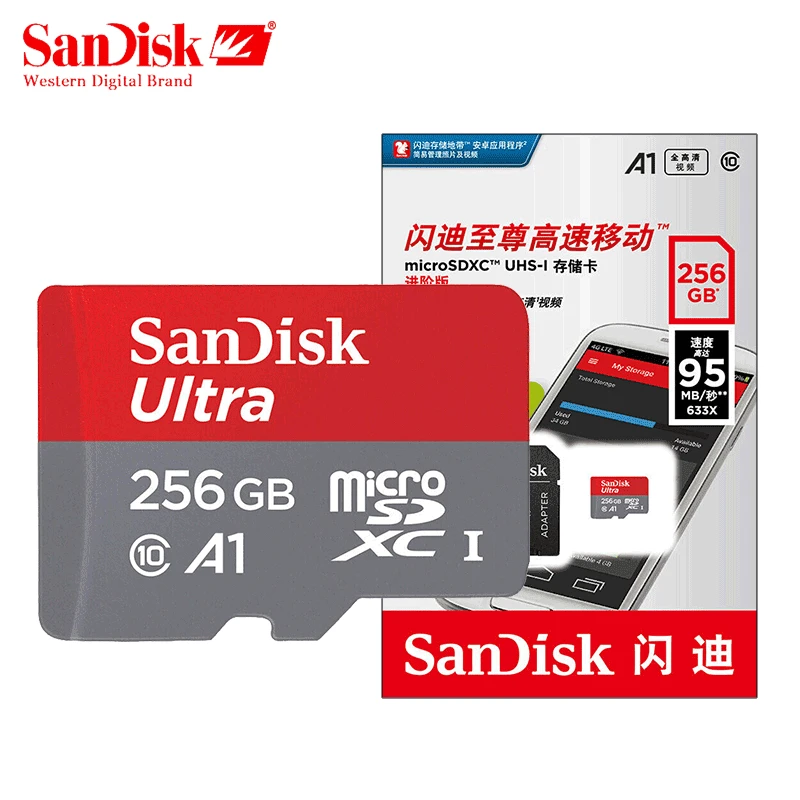 Двойной Флеш-накопитель SanDisk карты памяти 16 Гб оперативной памяти, 32 Гб встроенной памяти, 64 ГБ 128 100 МБ/с. UHS-I TF/микро SD карты 200 ГБ 256 Class10 ультра SDHC/SDXC карты флэш-памяти