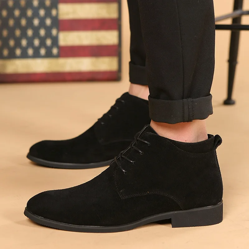 

2019 Winter Men Boots British Style, Pointed Derby Shoes, Business Casual, Middle Help, Lace-up Shoes Men HH-200