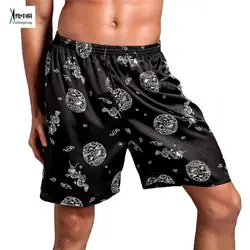Лидер продаж Китайский Для мужчин атласные пижамы Брюки для девочек мужской Повседневное Lounge Короткие штаны Винтаж принт Пижамные штаны
