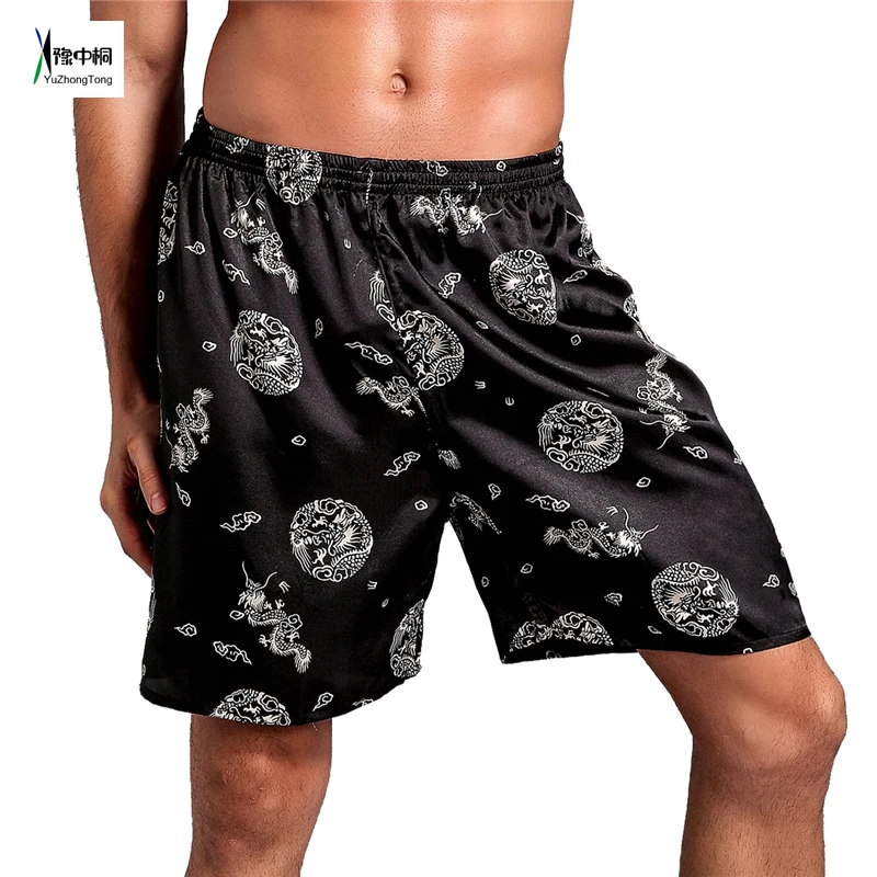 

Hot Sale Chinese Men's Satin Pajamas Pyjamas Pants Male Casual Lounge Short Pants Vintage Print Sleep Bottoms M L XL 2XL TBG0613