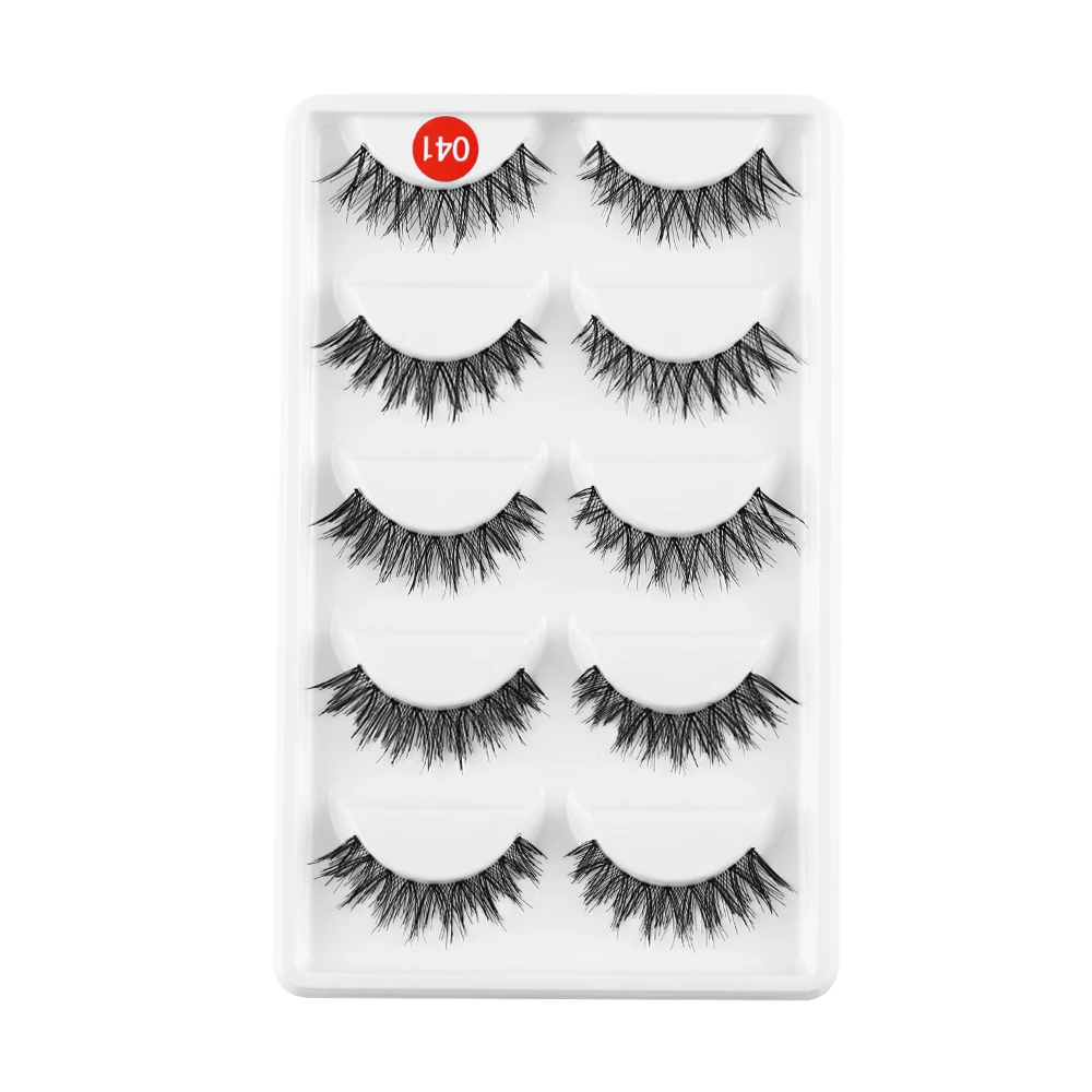 

5Pairs Natural False Eyelashes Handmade Long Thick Black Crisscross Extension Eye Lashes Artificial Soft Fake Lash cheap Makeup