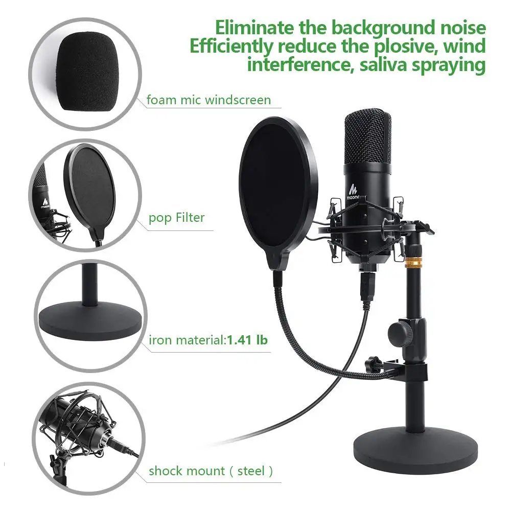 MAONO USB Microphone Kit Professional Podcast Streaming Microphone Condenser Studio Mic for Compute