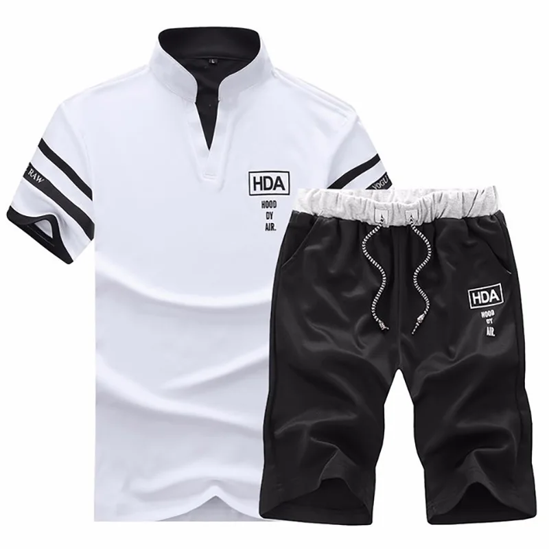 

2019 Summer Tracksuit Set Sportswear Beach Mens 2 Piece Sets Short Pants Male Causal Hip Hop Short Sleeve Shorts Gym Sweatsuit