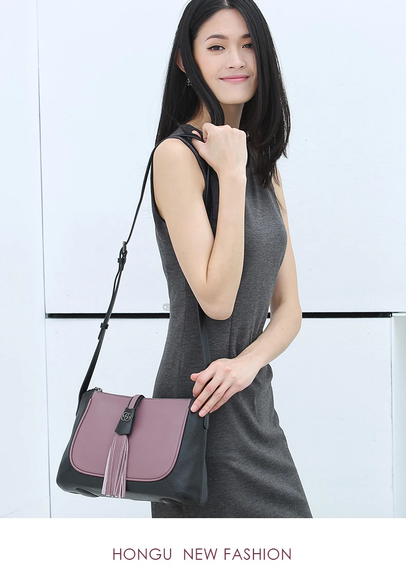 100%Top Cow Genuine Leather Women Handbag ShoulderBags Authentic Female Tassel Bag LadyTote Bag Fashion Brand Girl Messenger bag     H51240555 (3)