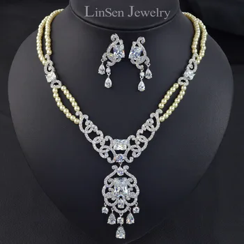 

New design brand luxury party/bridal wedding jewelry set,high quality AAA Cubic Zirconia necklace earring set for women