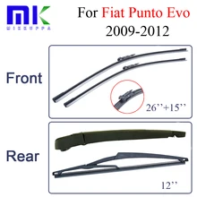 Car Silicone Windscreen Wiper Blades For Fiat Punto Evo,2009-2012,Windshield Bracketless Rubber Brush Accessories Auto Parts