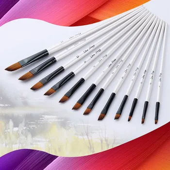 

Brush Pen Nylon Hair Paintbrush 12Pcs Drawing Craft Acrylic Painting Art Durable