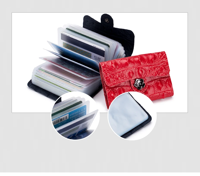 Lomelobo Split Leather Unisex Card Holder Alligator Women credit cards Wallet Men ID Card Purse Ladies Fashion Bank Cards Wallet HCL406 Details (08)