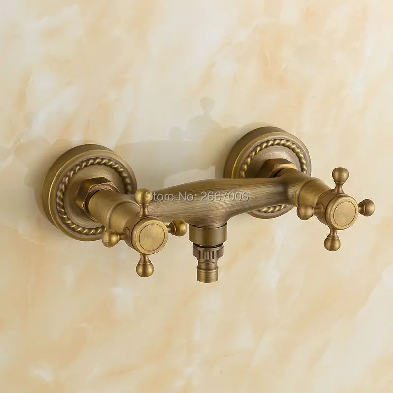 Free shipping Ancient Wall Mounted Antique Copper Faucet Dual Cross