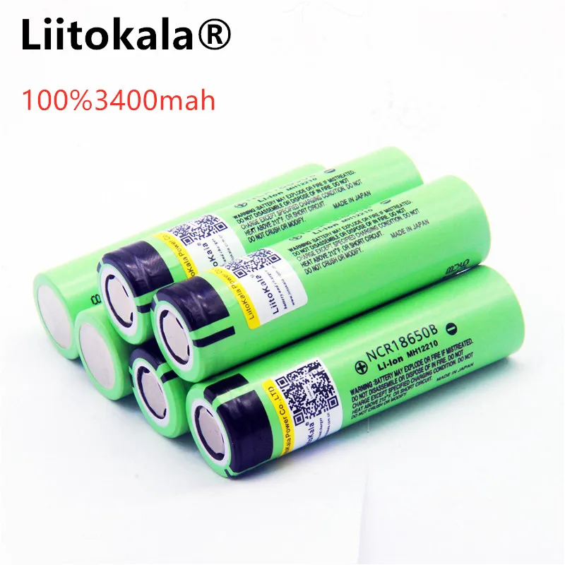 Liitokala lii-34B 18650 3400 мА/ч, nueva NCR18650 3400 34B после одного сеанса зарядки, литий-ионный аккумулятор 18650 3400 мАч