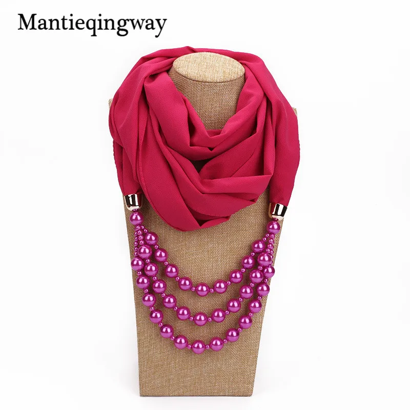 Mantieqingway шарфы с жемчугом ожерелья Длинные ожерелья бусы кулон шарф шейный кулон для женщин Bijoux дропшиппинг - Цвет: 10
