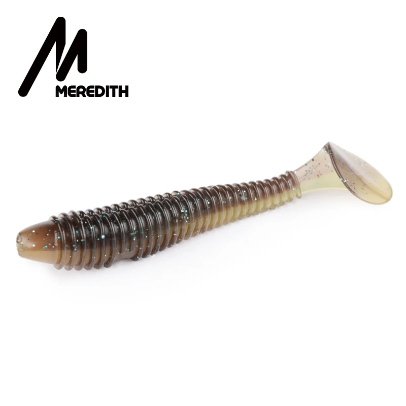 MEREDITH 75 мм 3 г 10 шт. мягкие приманки для рыбалки Craws мягкие приманки FAT Swing Impact Swimbait Bass shad воблер - Цвет: B