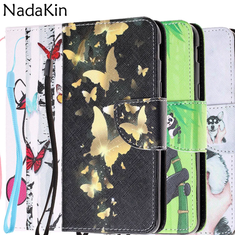 

Luxury Painted Book Case Phone Shell for Motorola Moto X4 G6 G7 Plus Flip Leather Cover With Card Money Slots Strap