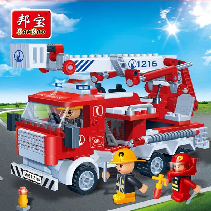 Banbao 8313 - 290pcs Fire Fighting Ladder Truck Building Block Sets Educational DIY Bricks Toys Christmas Kids gift block-set : image Banbao 8313 - 290pcs Fire Fighting Ladder Truck Building Block Sets Educational DIY Bricks Toys Christmas Kids gift block-set