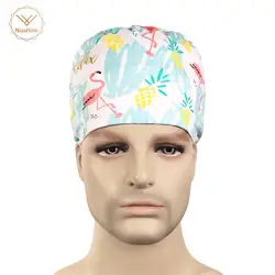 Новая хлопковая мочалка Шапки Для женщин и мужчин больницы медицинские шапочки печать Tieback эластичный участок хирургические Шапки