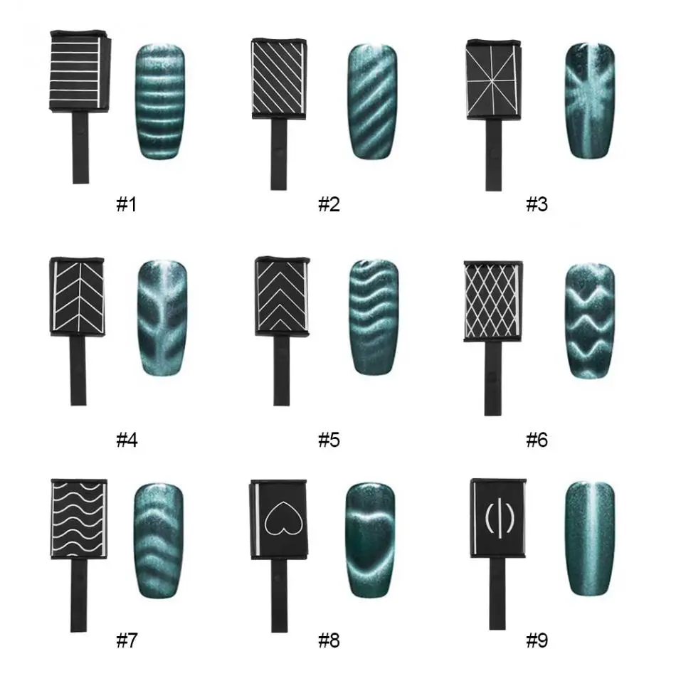 11 шт./компл. нейл-арта 3D солнцезащитные очки "кошачий глаз" с магнитной застёжкой светодиодный лак впитывающийся УФ лак гель магнит Придерживайтесь Маникюр Nail Art магнитные Вертикальная ручка