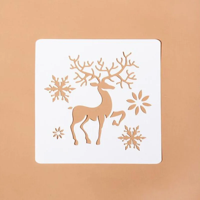 

Christmas Stencil Snowflake Deer For Walls Painting Scrapbooking Stamp Album Decor DIY Xmas Deer Snowflake Paper Card Template