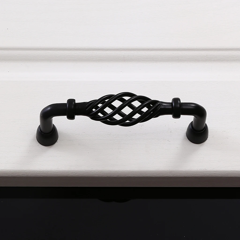 Vintage Style Birdcage Cabinet Hardware Handle Pull, Heavy-duty Furniture Door Knob,  Multi-size, Antique Bronze/Black