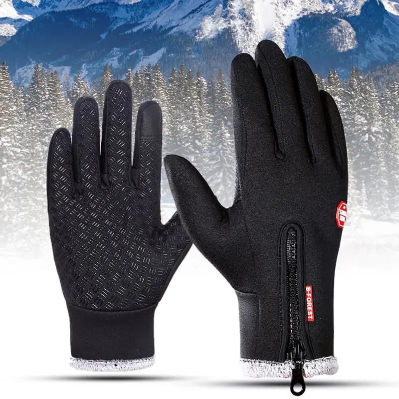 

-20 Degree Touchscreen Windproof Thermal Warm Full Finger Zipper Gloves Winter Anti Slip Cycling Skiing Gloves Outdoor Sports