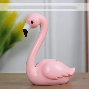 

Small Fresh Flamingo Figurine Resin Piggy Bank Home Living Room Children's Room Decoration Ornaments Birthday Gift