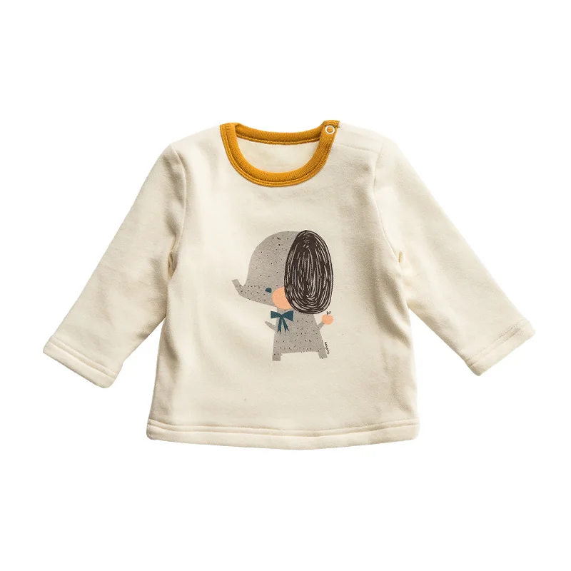 Lemonmiyu/толстовки для маленьких мальчиков и девочек Теплые Зимние толстовки с плюшевой подкладкой для малышей повседневные Детские футболки с круглым вырезом и длинными рукавами