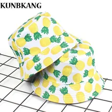 Прекрасный Для женщин с Панама для девочек желтый ананас Боб Кепки хип-хоп Прохладный Открытый летние женские пляжные Солнце Рыбалка плоская шляпа