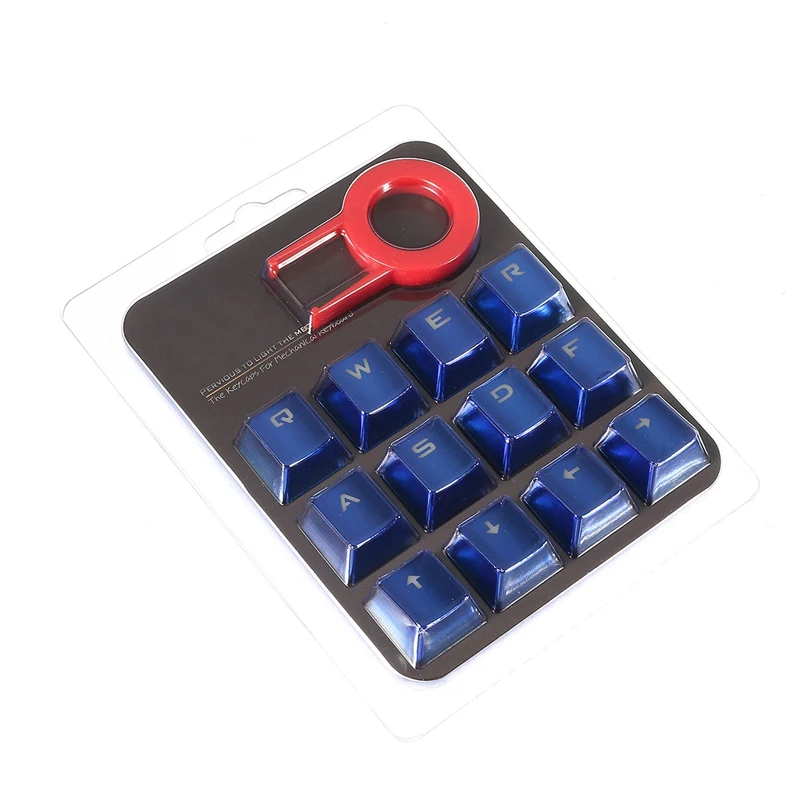 Синий 12 клавиш Doubleshot полупрозрачная механическая клавиатура с подсветкой для Cherry MX KeyCap PBT Puller игровая подсветка переключатель клавиатуры - Цвет: Синий