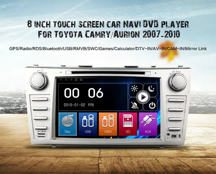 Excellent Eunavi 8 inch Car DVD Player GPS Navigation For Toyota Camry 2007 2008 2009 2010 2011 BT Steering wheel control 2