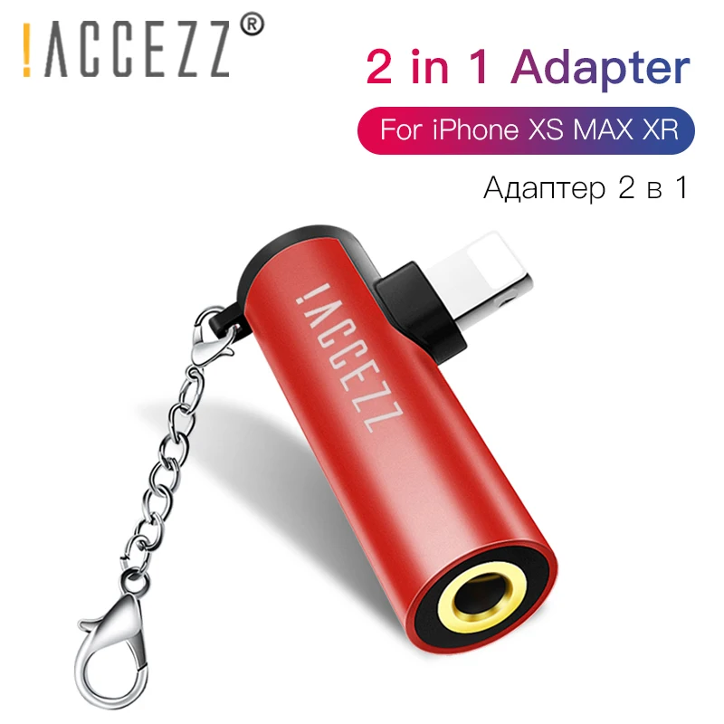 

!ACCEZZ Phone Adapter For Apple iPhone X 8 7 Plus XS MAX XR Headphone Charging Listening Connector 3.5mm Jack Earphone Adapter