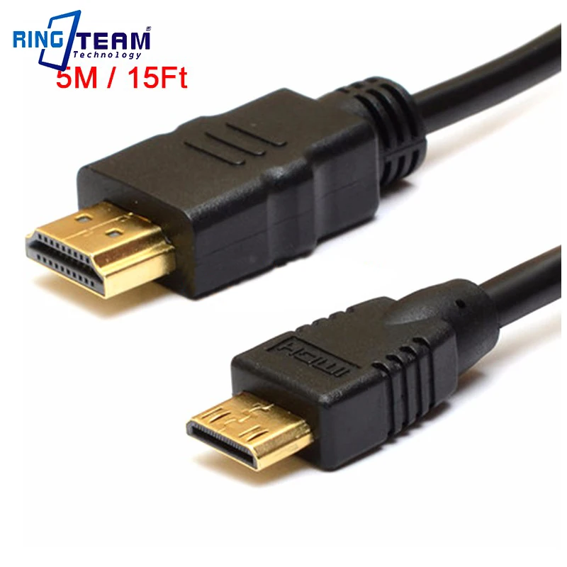 Кабель Mini HDMI 5 м для Canon EOS 6D 7D 50D 60D 60Da M M2 5D Mark II III 70D 100D 500D 550D 600D 650D 5D2 5D3|mini hdmi to hdmi|mini