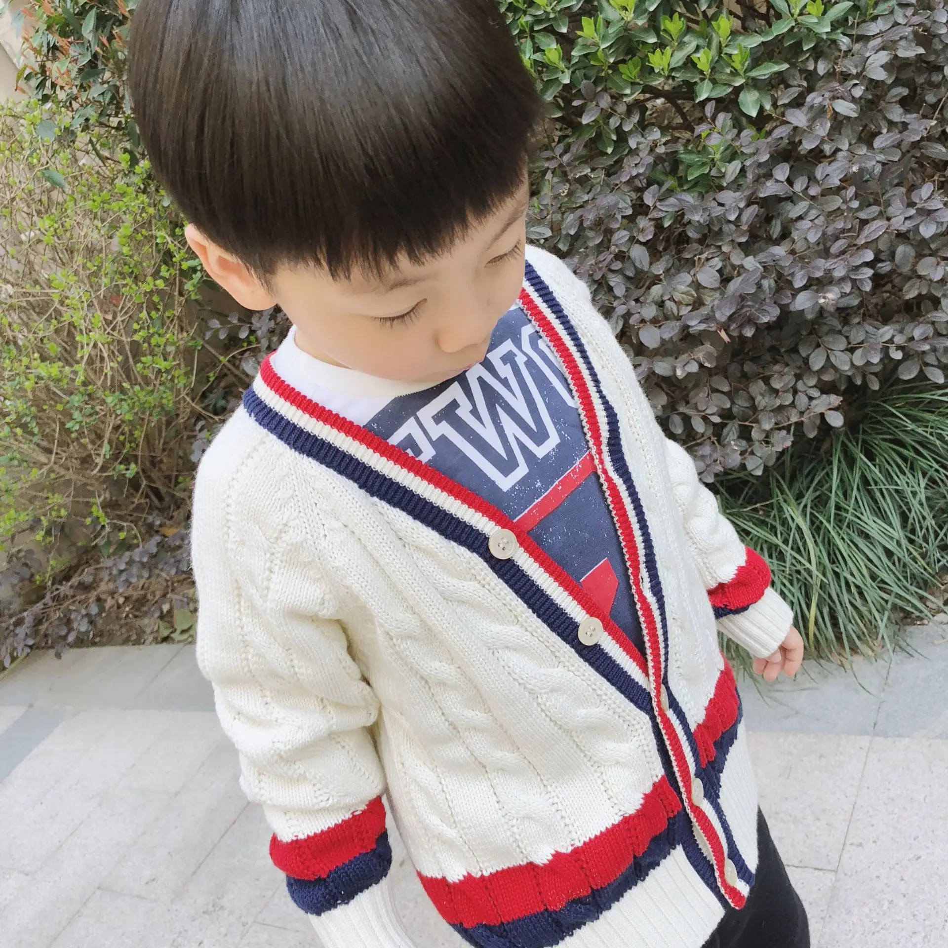 baby boys sweater Spring new baby boys white Striped cardigan brand