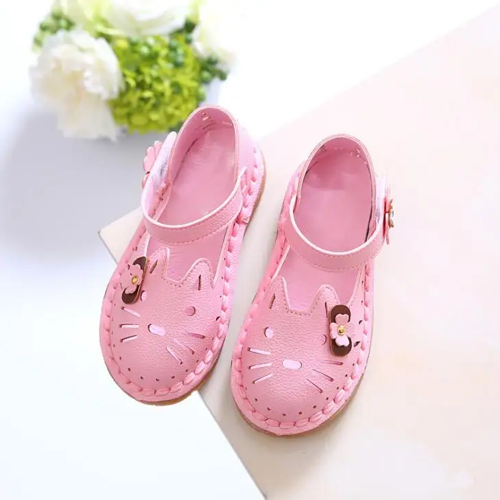 Новинка года; модные детские летние сандалии с милым рисунком; открытые туфли принцессы для девочек; весенние дышащие кроссовки с бантом и цветочным рисунком - Цвет: Розовый