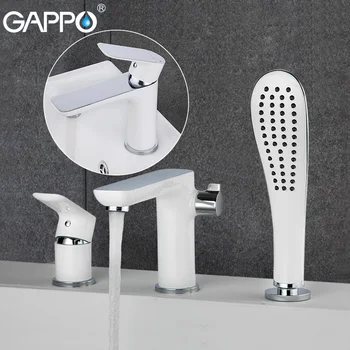 

GAPPO white shower faucet basin mixer tap waterfall bath faucets bath tub tap rain shower set robinet baignoire