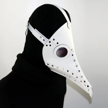 

Plague Doctor Mask White Steampunk Exclusive Gothic Retro Rock Leather Halloween Scary Mask Long Nose Bird Cosplay Fancy Mask