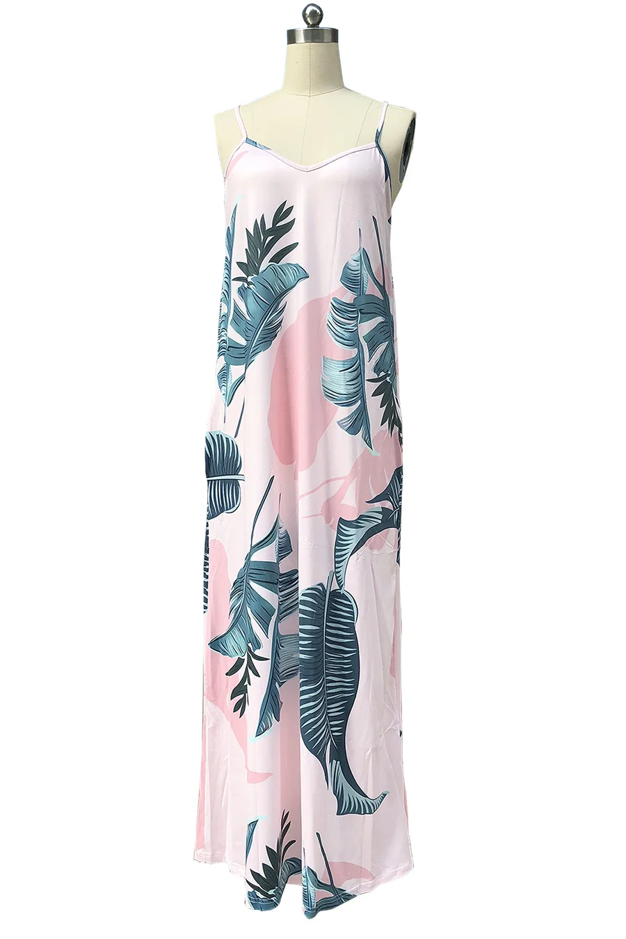 Gladiolus Elegant Long Dresses Bohemian Sundress 2018 Women V-Neck Spaghetti Strap Print Floral Maxi Causal Loose Summer Dress (21)