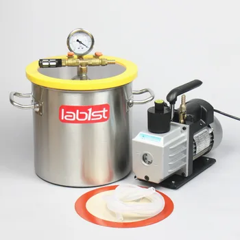 

3.2 Gal (12.3L) Vacuum Chamber Kit with 2 stage 6 CFM 2.7L/s) 220V Vacuum Pump ,25cm*25cm Stainless Steel Degassing Chamber