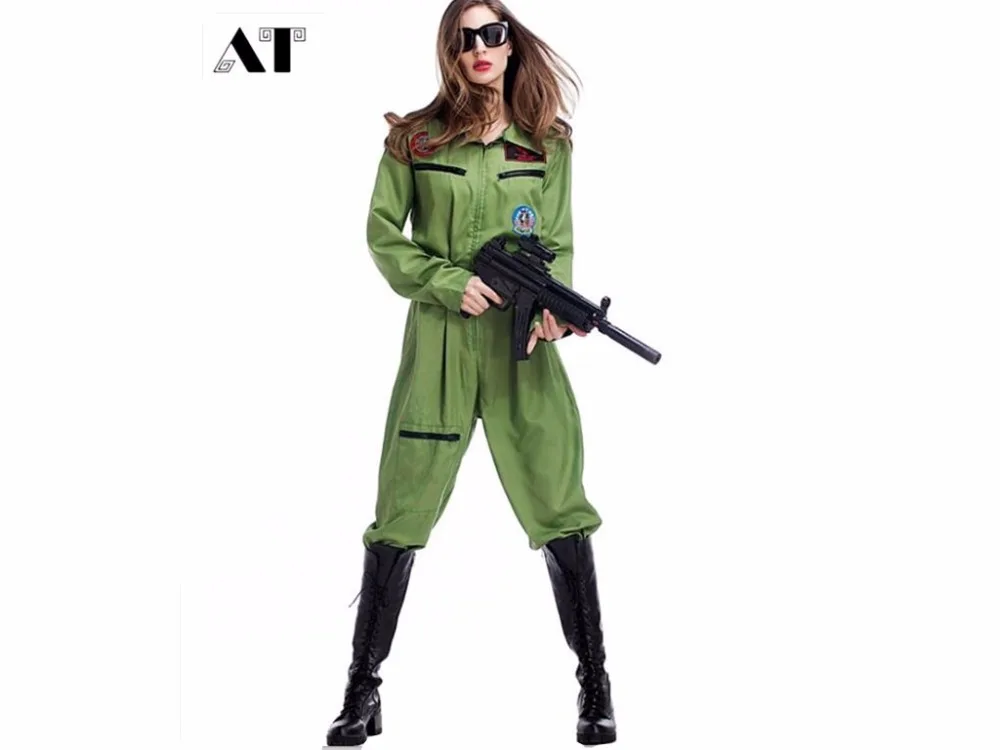 Adult Navy Jumpsuits Halloween Costumes Women Police Pilot Costume