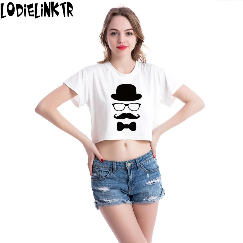 buy Newest Fashion Female Design T shirt Novelty beard printed Tops Gentleman Custom Printed Short Sleeve Tees For Women 5VB43