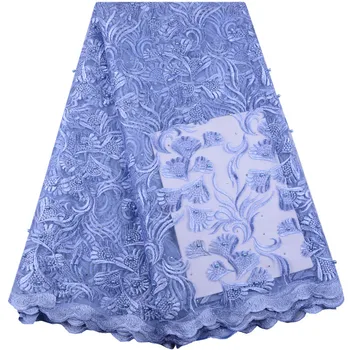 

Sky Blue Latest French Nigerian Laces Fabric High Quality Tulle African Laces Fabric Wedding African French Tulle Lace Y1447